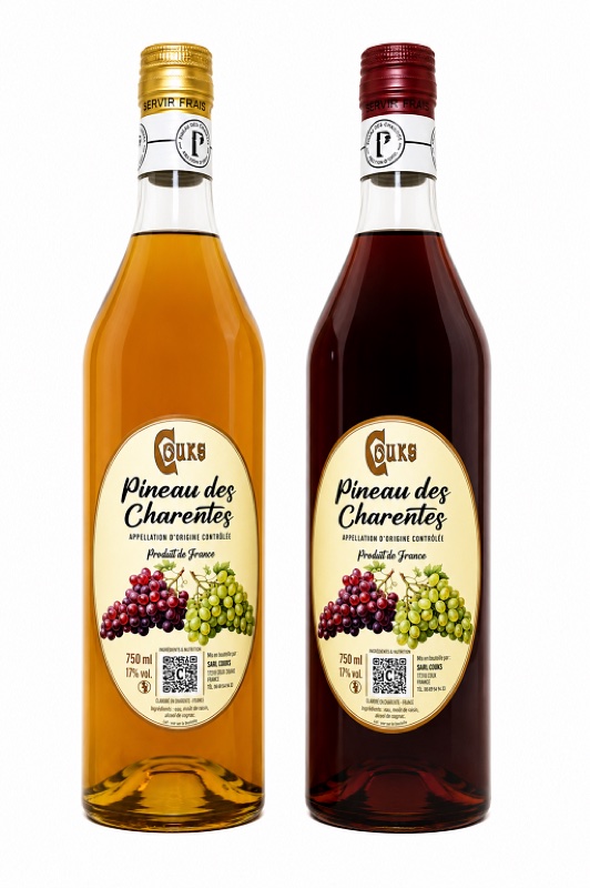 Bouteilles Pineau des Charentes Couks, blanc et rouge